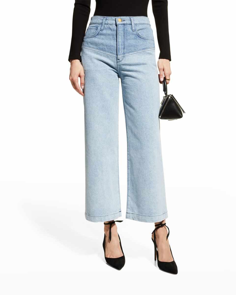 Lone Ranger Two-Toned Cropped Wide-Leg Jeans